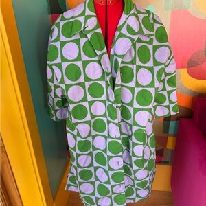 Lucy & Yak Green and Lavender Geometric Midi Dress